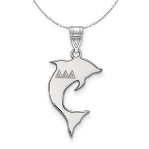 Sterling Silver Delta Delta Delta Medium Pendant Necklace - 24 Inch
